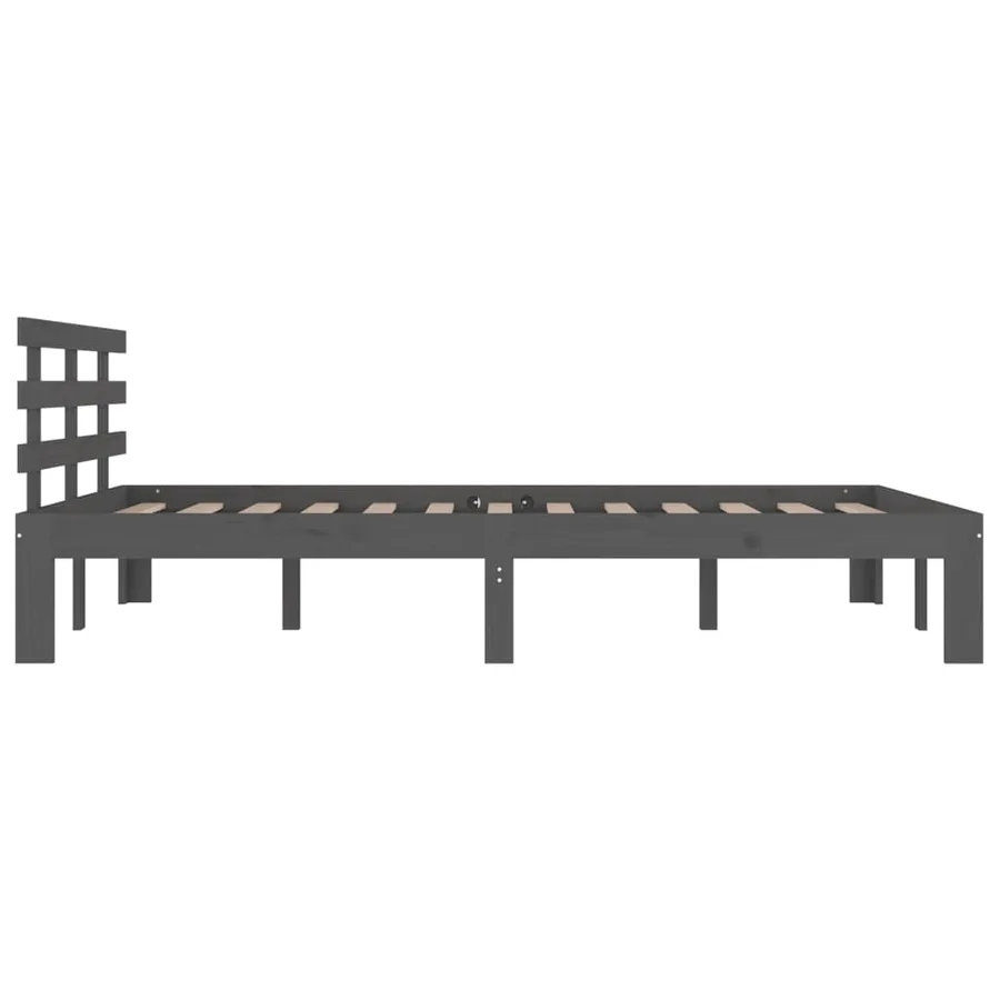 Cadre de lit sans matelas bois massif gris 200x200 cm - 5