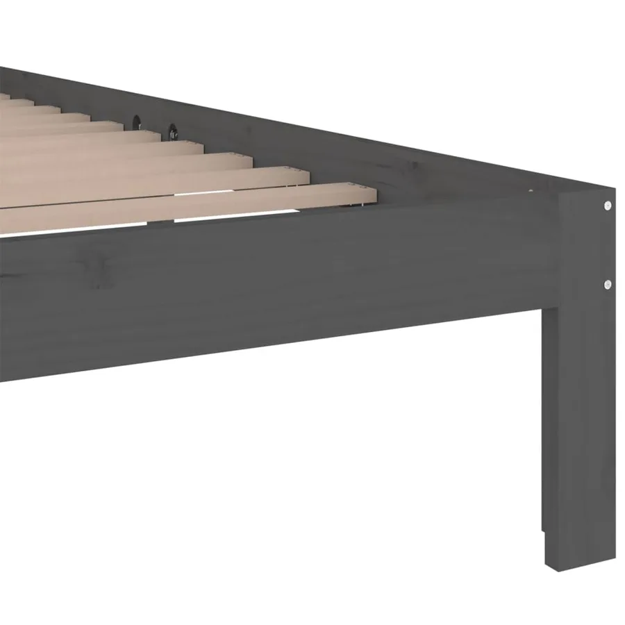 Cadre de lit sans matelas bois massif gris 200x200 cm - 6