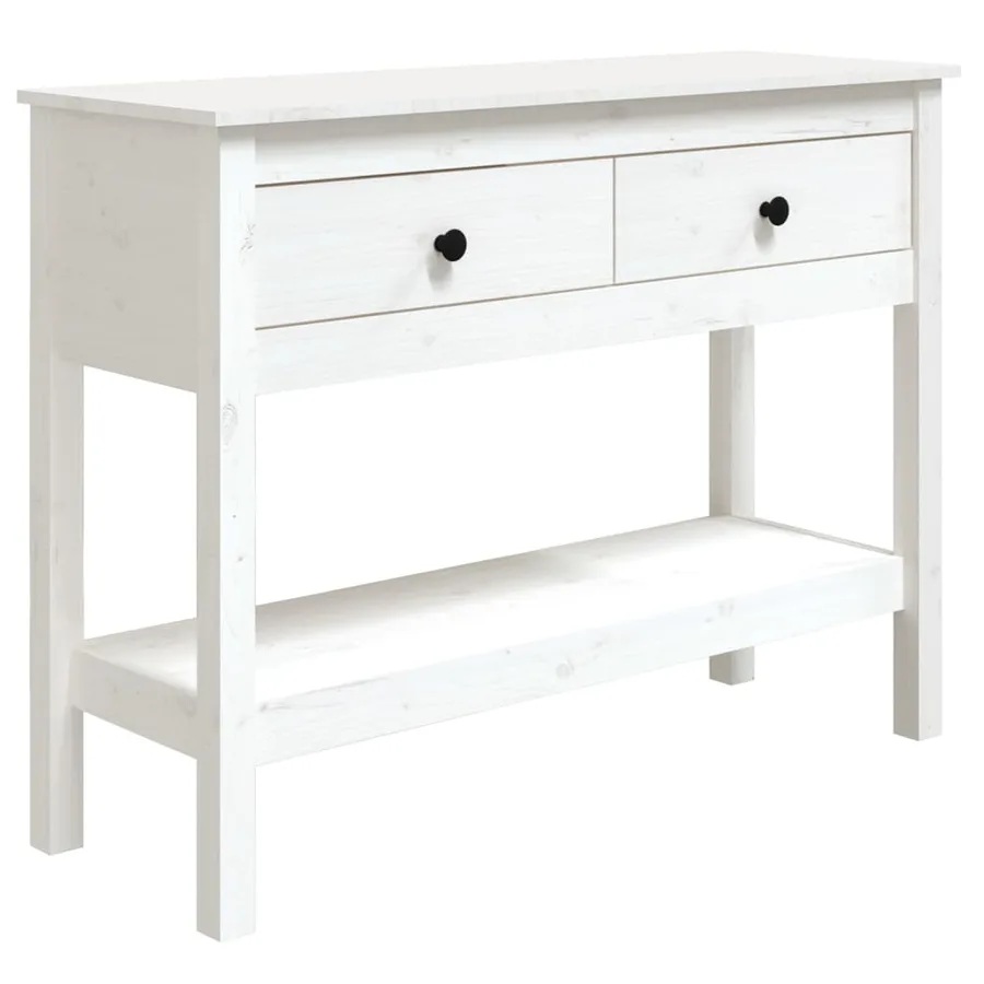 Table console Blanc 100x35x75 cm Bois massif de pin - 2
