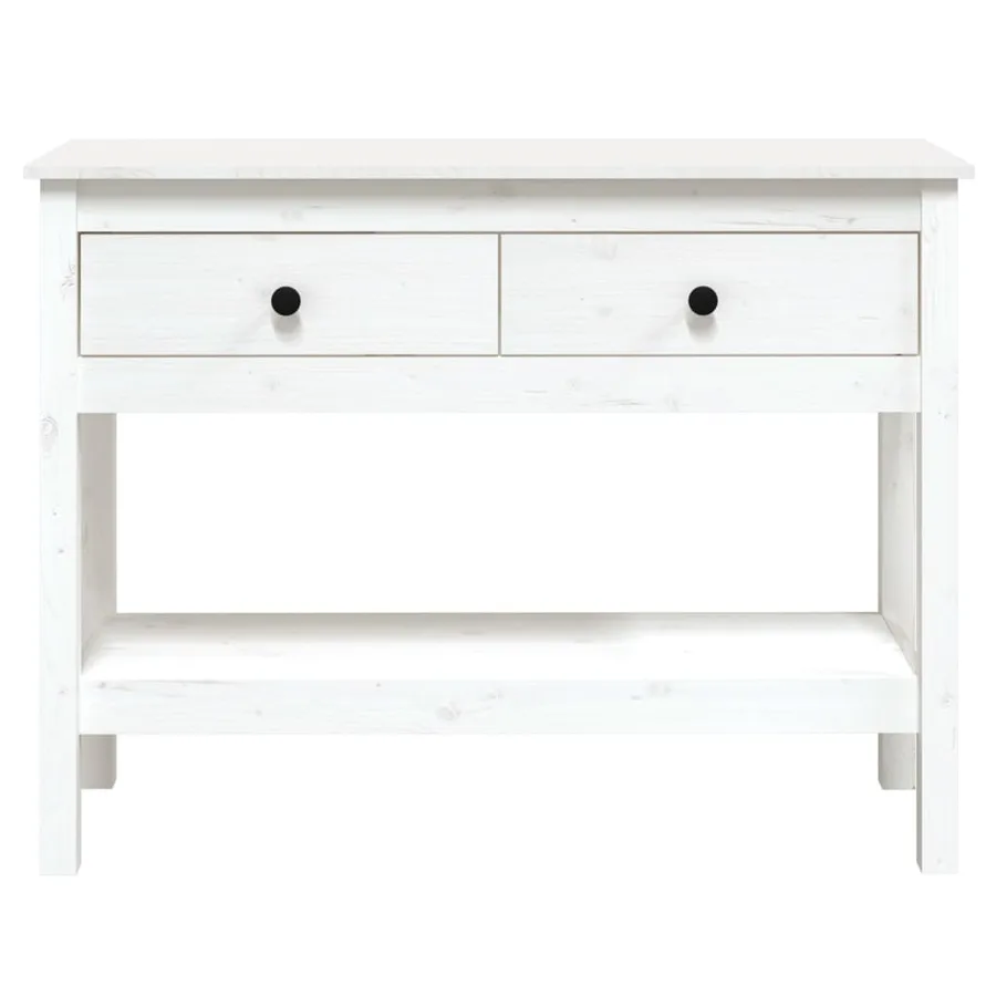 Table console Blanc 100x35x75 cm Bois massif de pin - 4