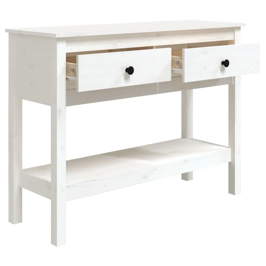 Table console Blanc 100x35x75 cm Bois massif de pin - 5
