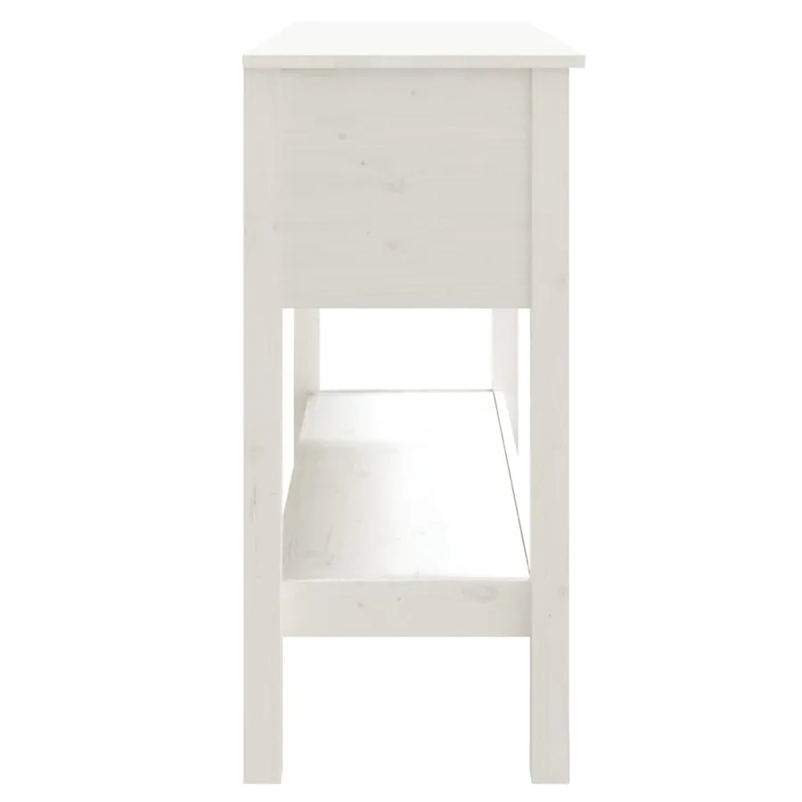Table console Blanc 100x35x75 cm Bois massif de pin - 6
