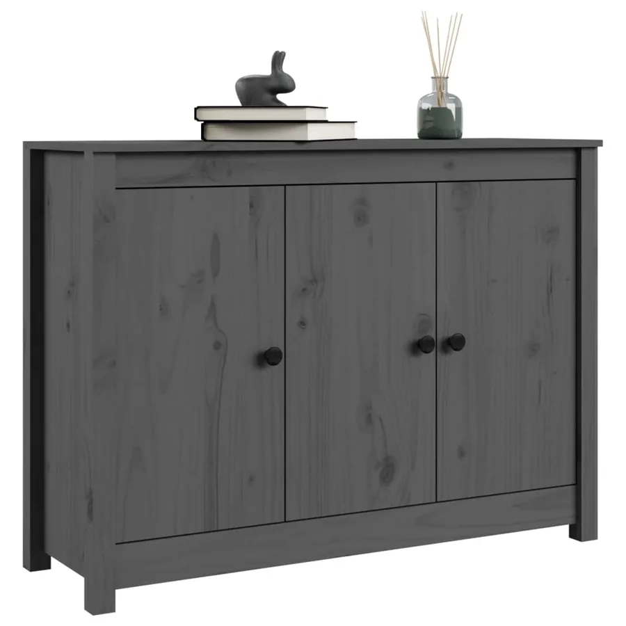 Buffet Gris 100x35x74 cm Bois massif de pin - 5
