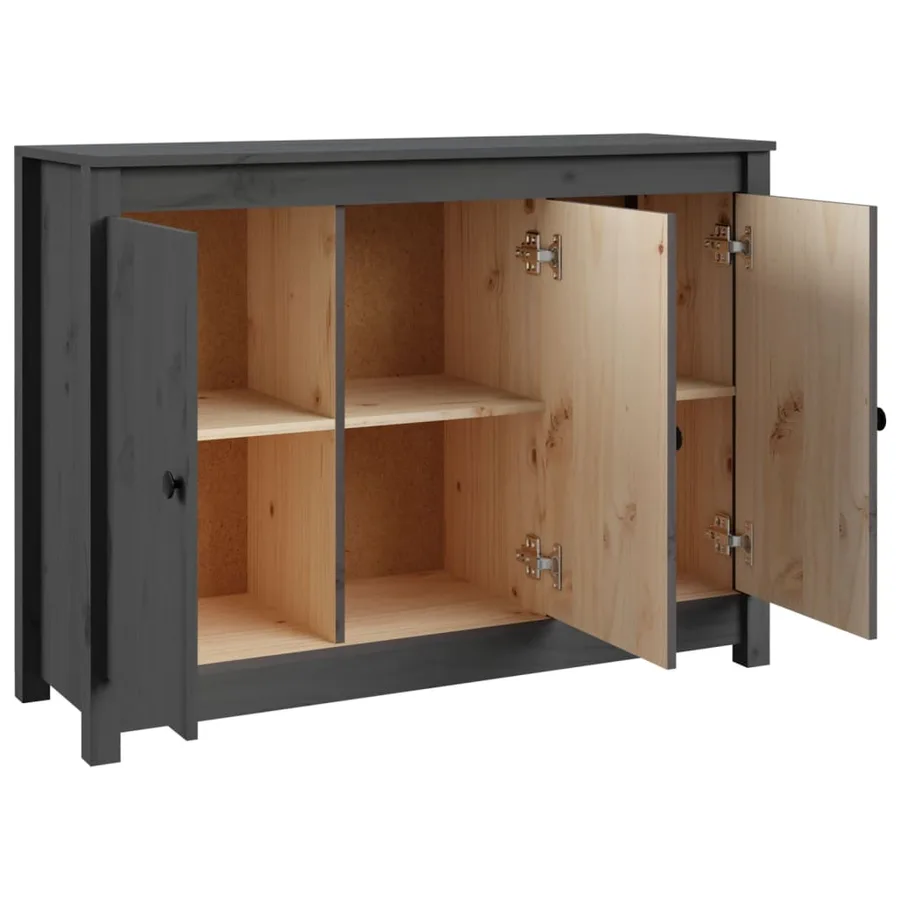Buffet Gris 100x35x74 cm Bois massif de pin - 7