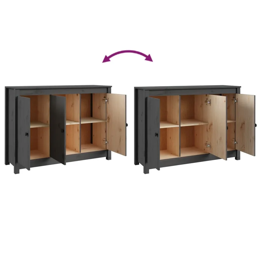 Buffet Gris 100x35x74 cm Bois massif de pin - 8