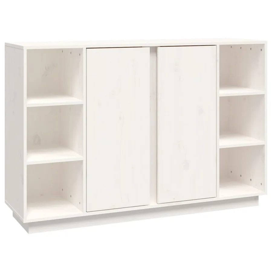 Buffet Blanc 120x35x80 cm Bois massif de pin - 2