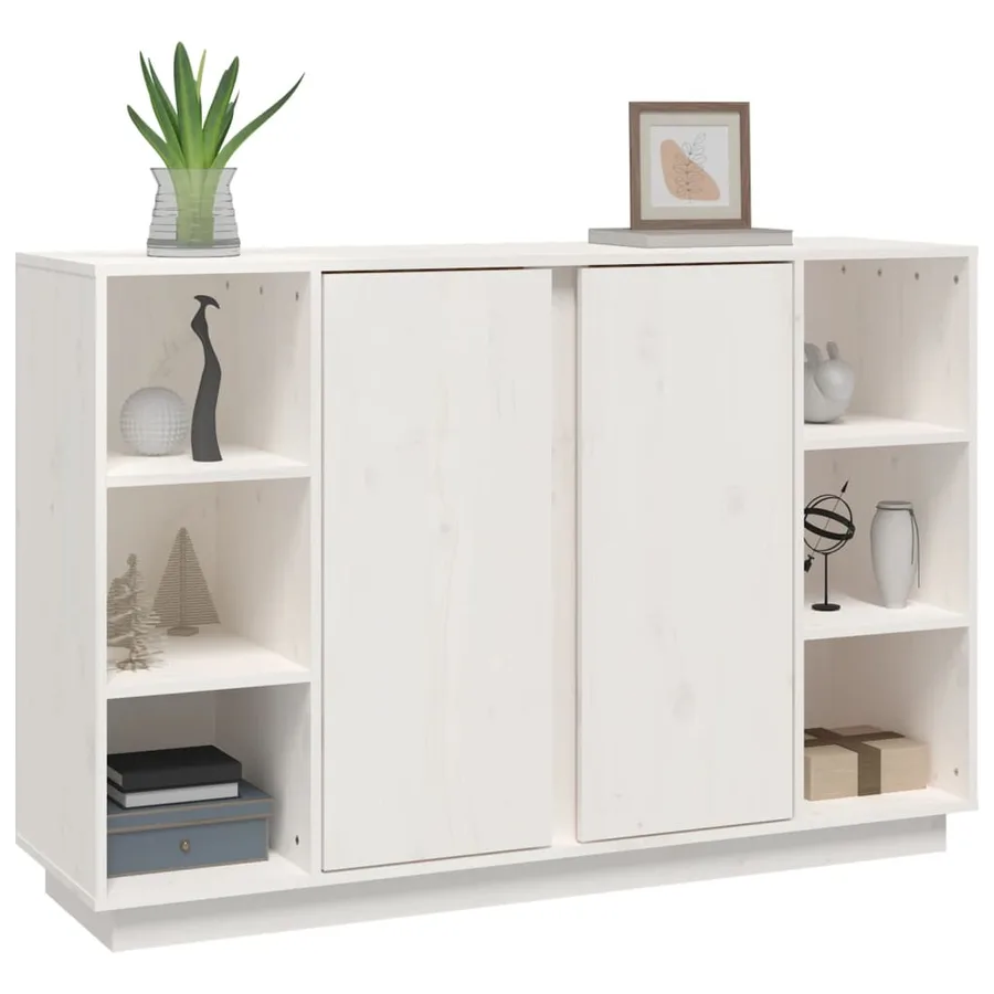 Buffet Blanc 120x35x80 cm Bois massif de pin - 4