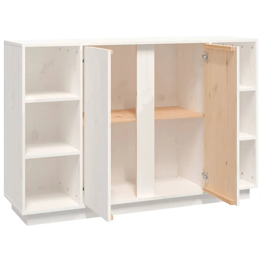 Buffet Blanc 120x35x80 cm Bois massif de pin - 8