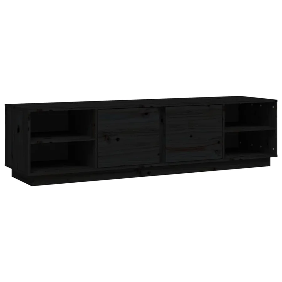 Meuble TV Noir 156x40x40 cm Bois de pin massif - 2