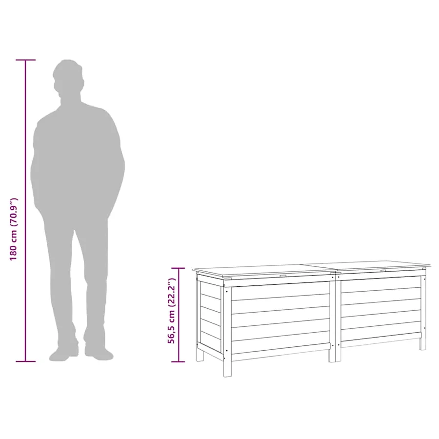 Boîte de rangement de jardin anthracite bois massif sapin - 9