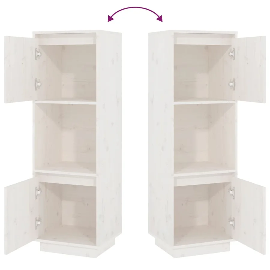 Buffet haut Blanc 38x35x117 cm Bois massif de pin - 7