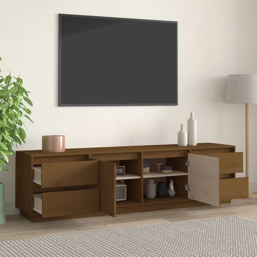 Meuble TV Marron miel 176x37x47,5 cm Bois de pin massif - 3