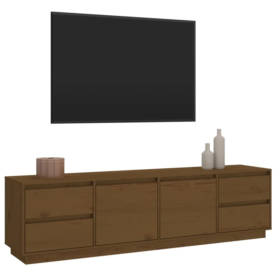 Meuble TV Marron miel 176x37x47,5 cm Bois de pin massif - 4