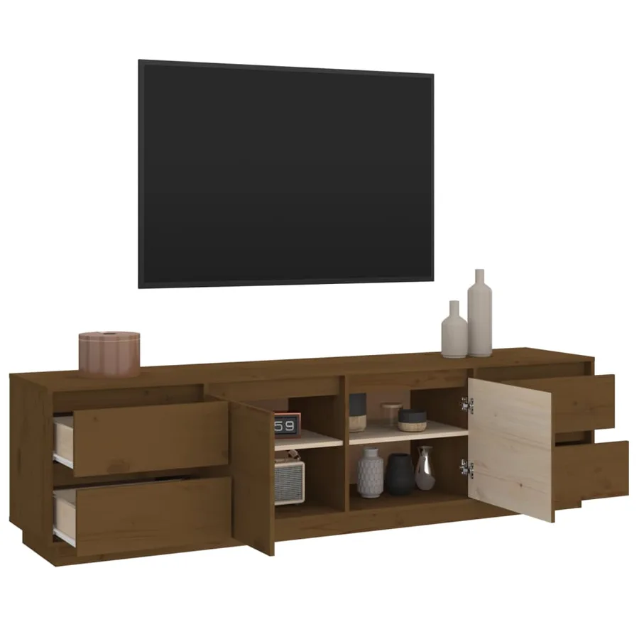 Meuble TV Marron miel 176x37x47,5 cm Bois de pin massif - 5