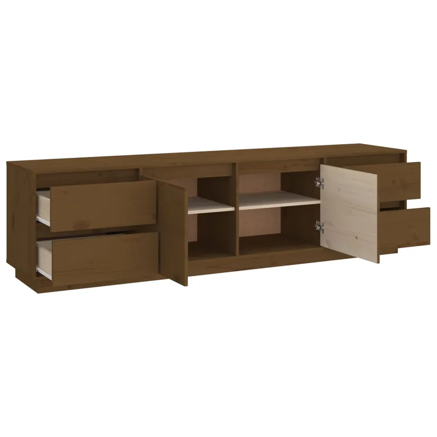 Meuble TV Marron miel 176x37x47,5 cm Bois de pin massif - 8