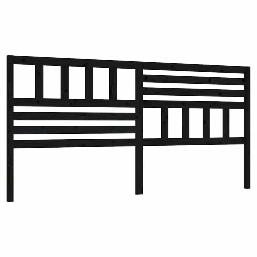 Tête de lit Noir 206x4x100 cm Bois massif de pin - 2
