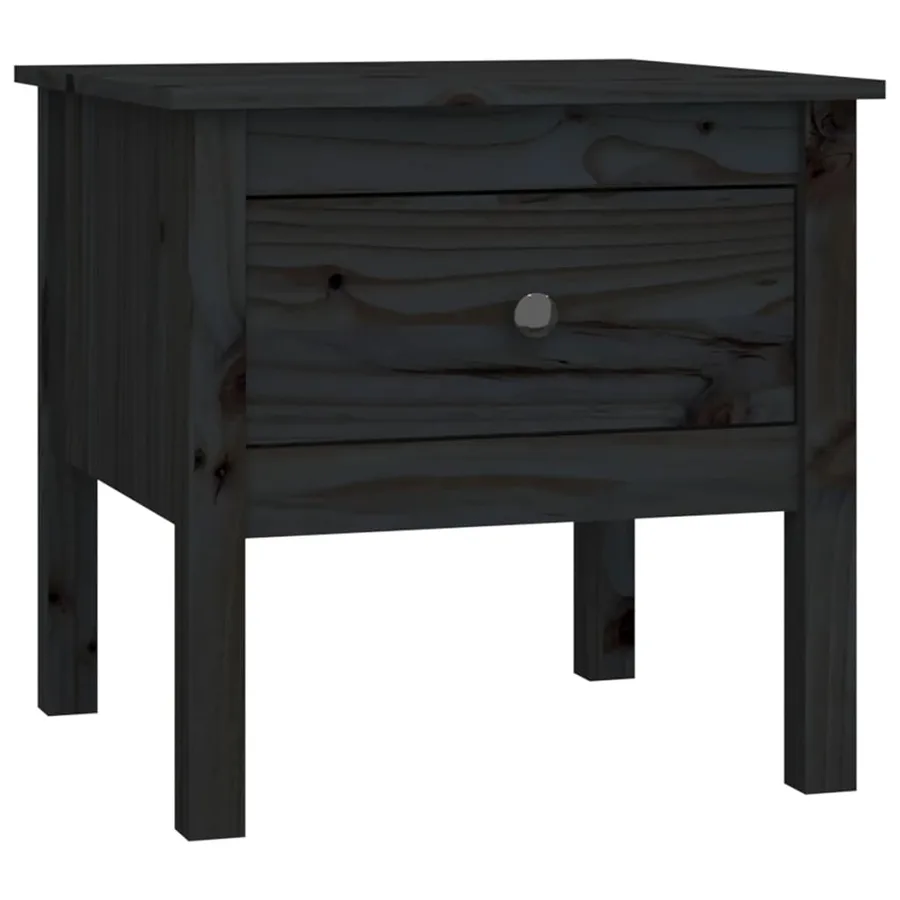 Tables d'appoint 2 pcs Noir 50x50x49 cm Bois massif de pin - 3