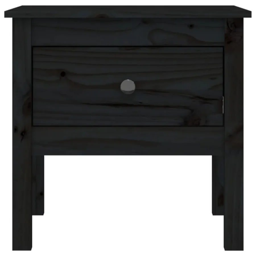 Tables d'appoint 2 pcs Noir 50x50x49 cm Bois massif de pin - 8