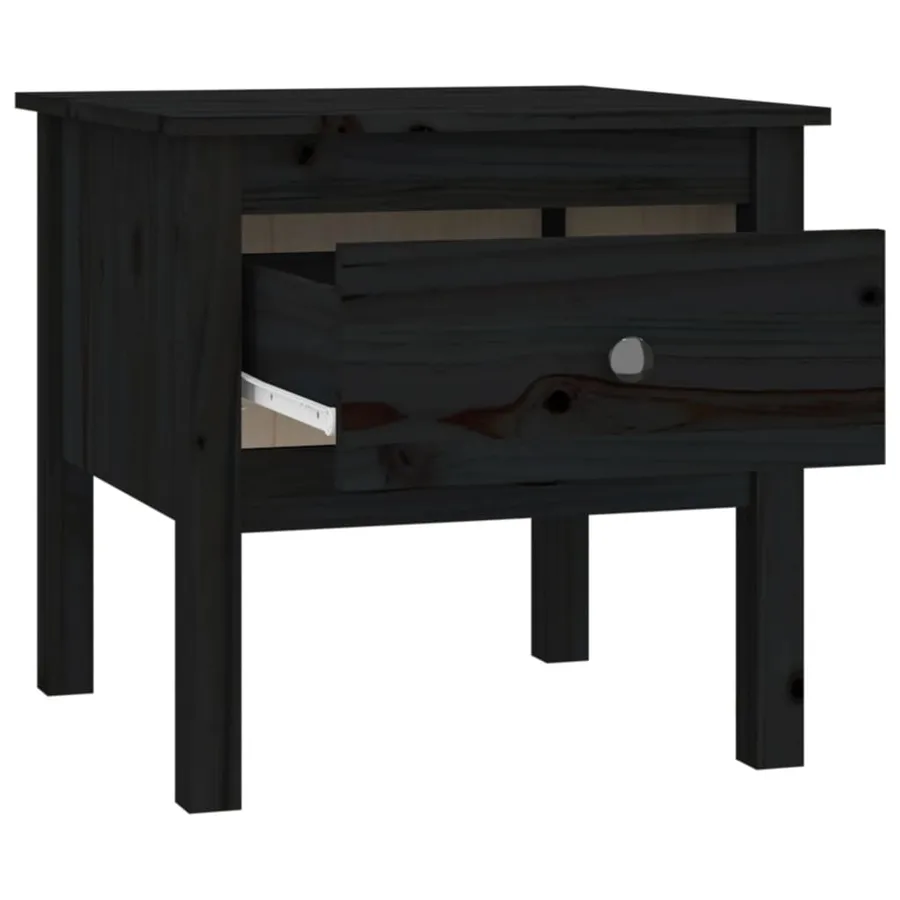 Tables d'appoint 2 pcs Noir 50x50x49 cm Bois massif de pin - 9