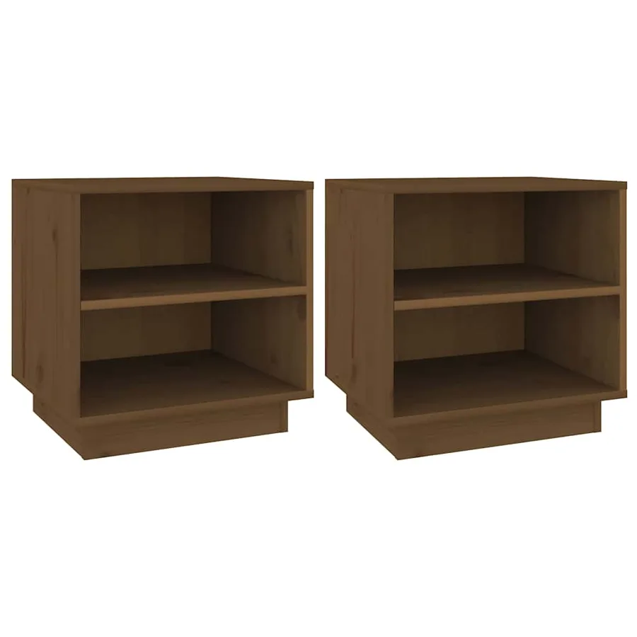 Tables de chevet 2pcs Marron miel 40x34x40cm Bois de pin solide - 2