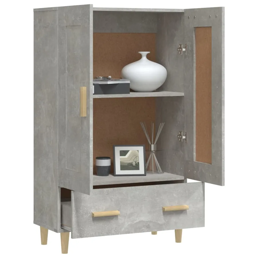 Buffet haut Gris béton 70x31x115 cm Bois d'ingénierie - 4