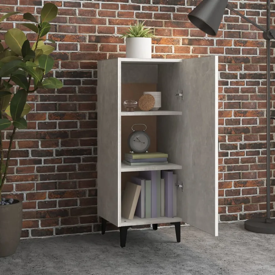 Buffet Gris béton 34,5x34x90 cm Bois d'ingénierie - 3
