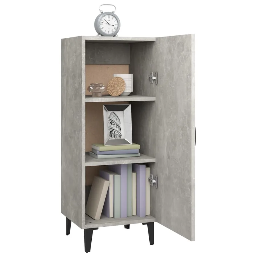 Buffet Gris béton 34,5x34x90 cm Bois d'ingénierie - 4