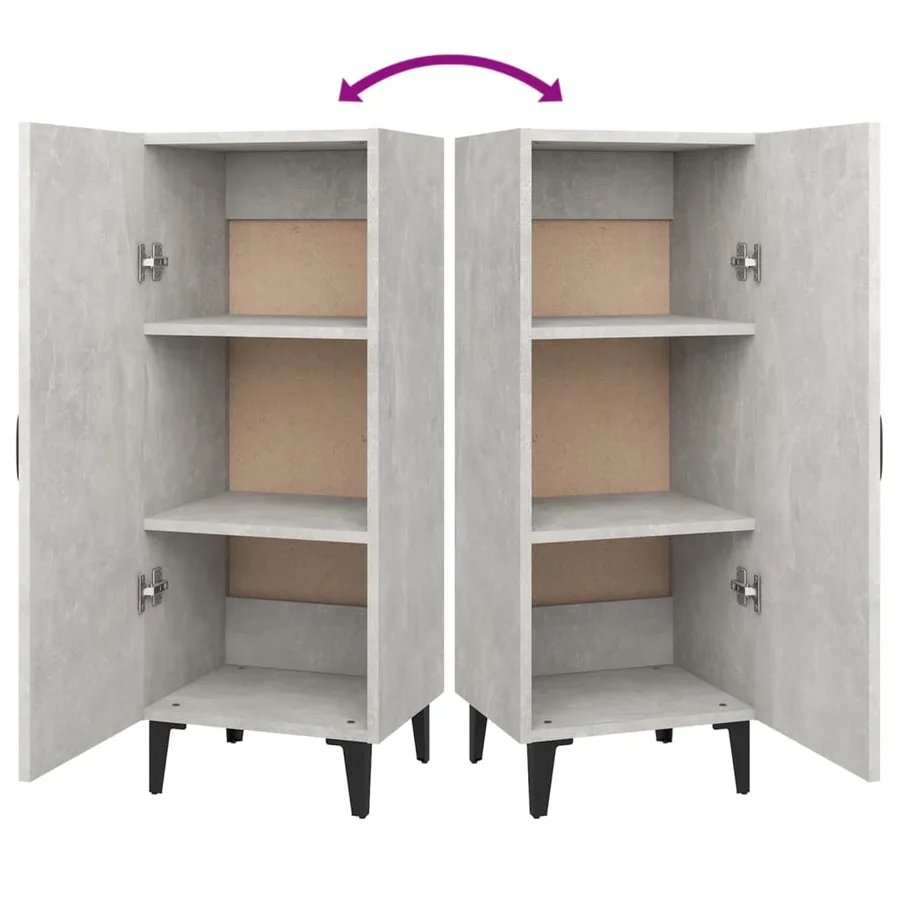 Buffet Gris béton 34,5x34x90 cm Bois d'ingénierie - 9