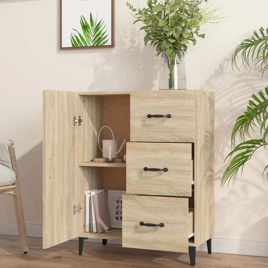 Buffet chêne sonoma 69,5x34x90 cm bois d'ingénierie - 3