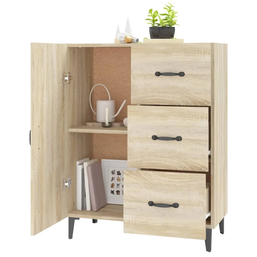 Buffet chêne sonoma 69,5x34x90 cm bois d'ingénierie - 4