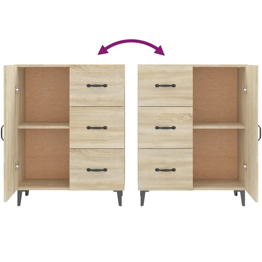 Buffet chêne sonoma 69,5x34x90 cm bois d'ingénierie - 8