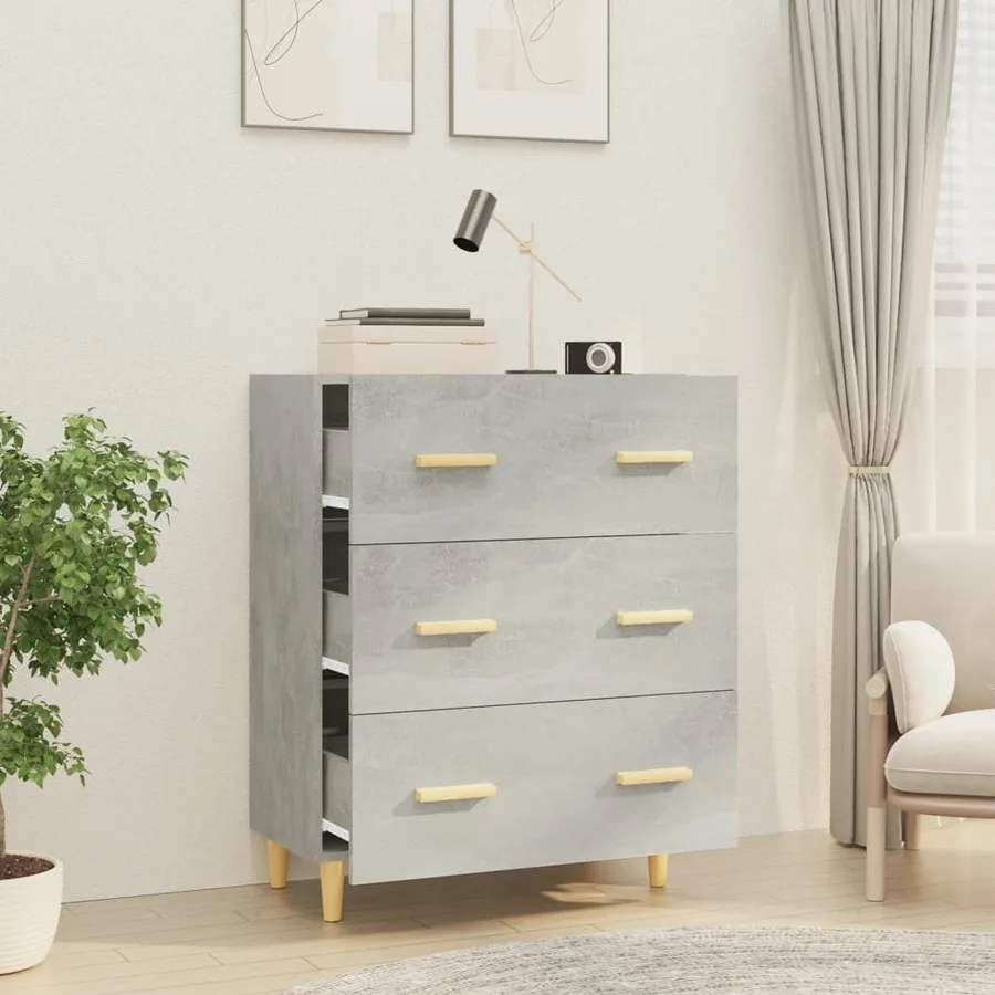 Buffet Gris béton 70x34x90 cm Bois d'ingénierie - 6