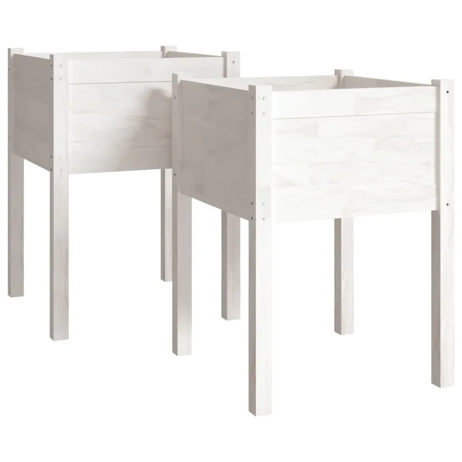 Jardinières 2 pcs Blanc 50x50x70 cm Bois de pin massif - 2