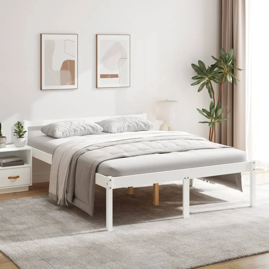 Lit pour personne âgée sans matelas 150x200 cm bois pin massif