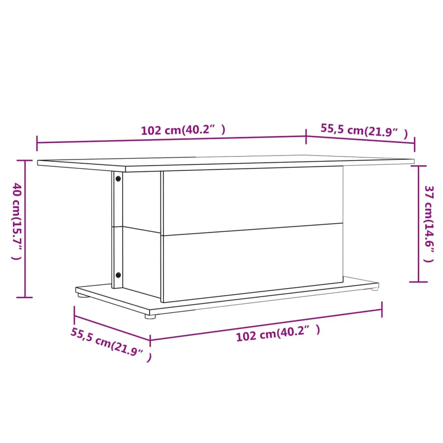 Table basse chêne sonoma 102x55,5x40 cm bois d'ingénierie - 7