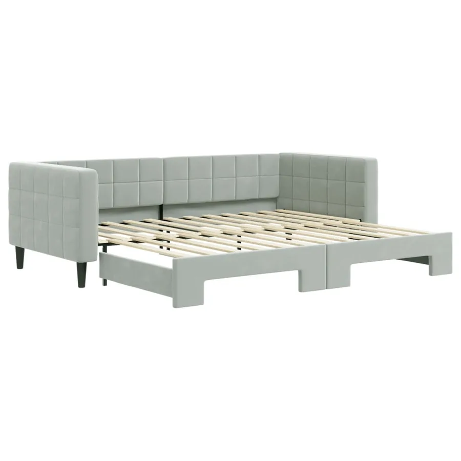 Lit de jour avec gigogne sans matelas gris clair 90x200 cm - 2
