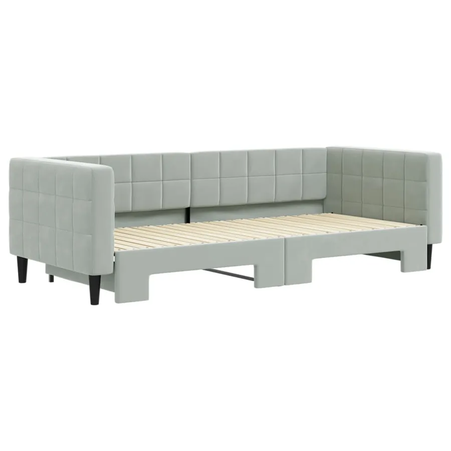 Lit de jour avec gigogne sans matelas gris clair 90x200 cm - 3