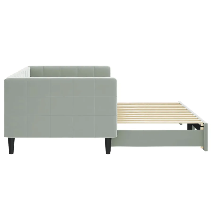 Lit de jour avec gigogne sans matelas gris clair 90x200 cm - 4