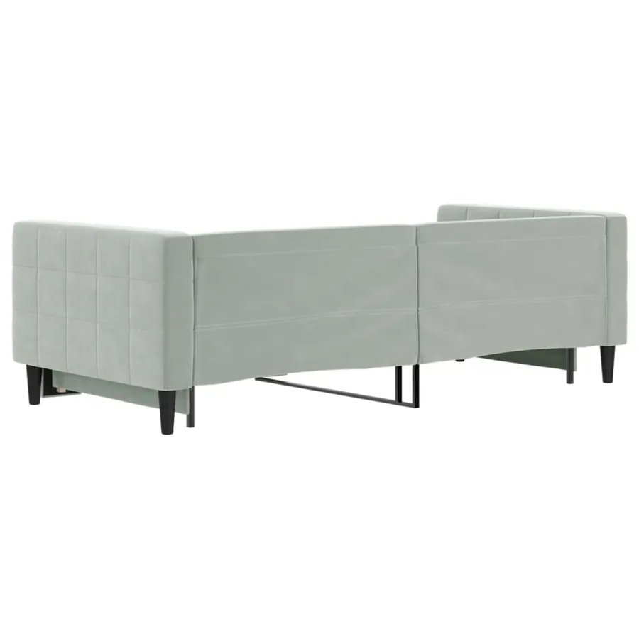Lit de jour avec gigogne sans matelas gris clair 90x200 cm - 5