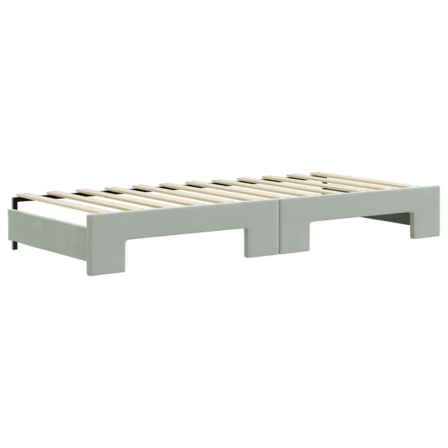 Lit de jour avec gigogne sans matelas gris clair 90x200 cm - 8
