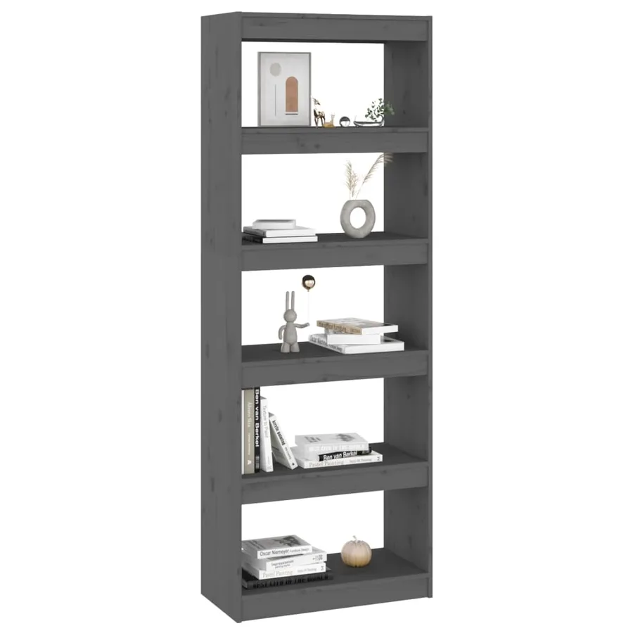 Bibliothèque/Séparateur de pièce Gris 60x30x167,5 cm Pin massif - 7