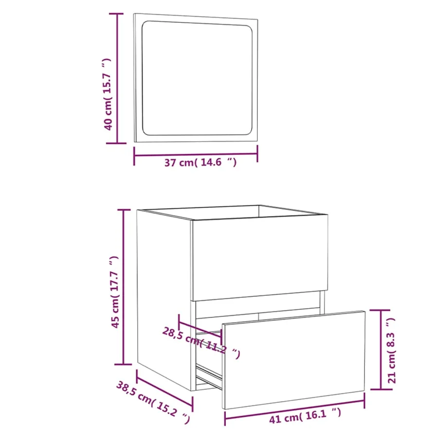 Armoire de bain avec miroir chêne sonoma bois d'ingénierie - 10