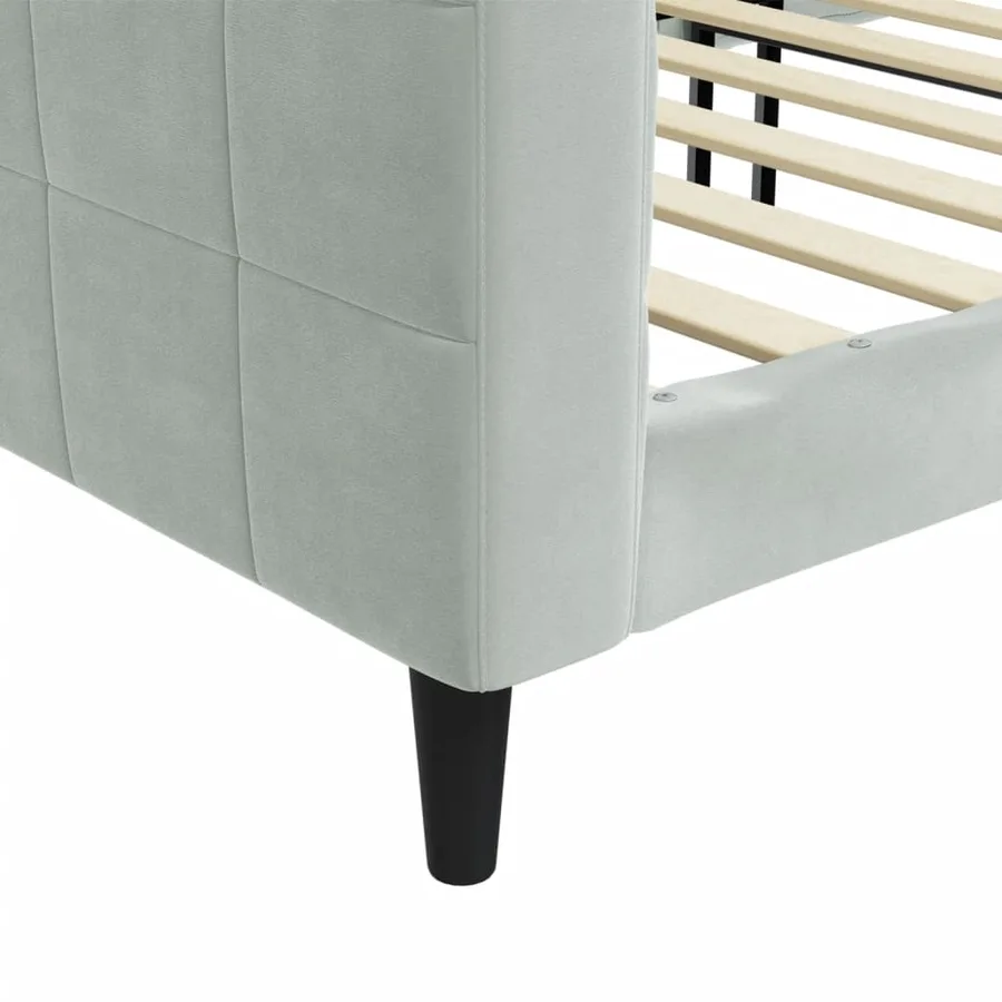 Lit de repos sans matelas gris clair 90x200 cm velours - 6