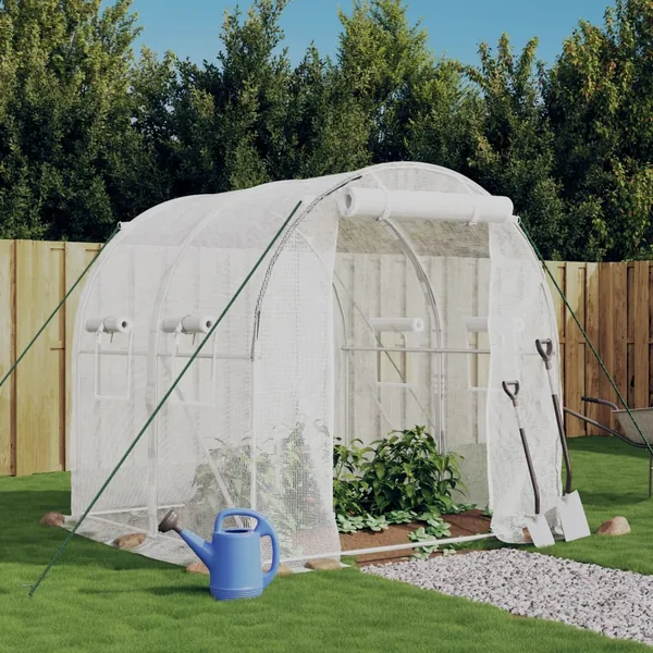 Serre avec cadre en acier blanc 4 m² 2x2x2 m