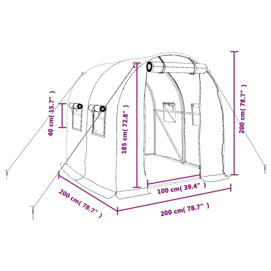 Serre avec cadre en acier blanc 4 m² 2x2x2 m - 12