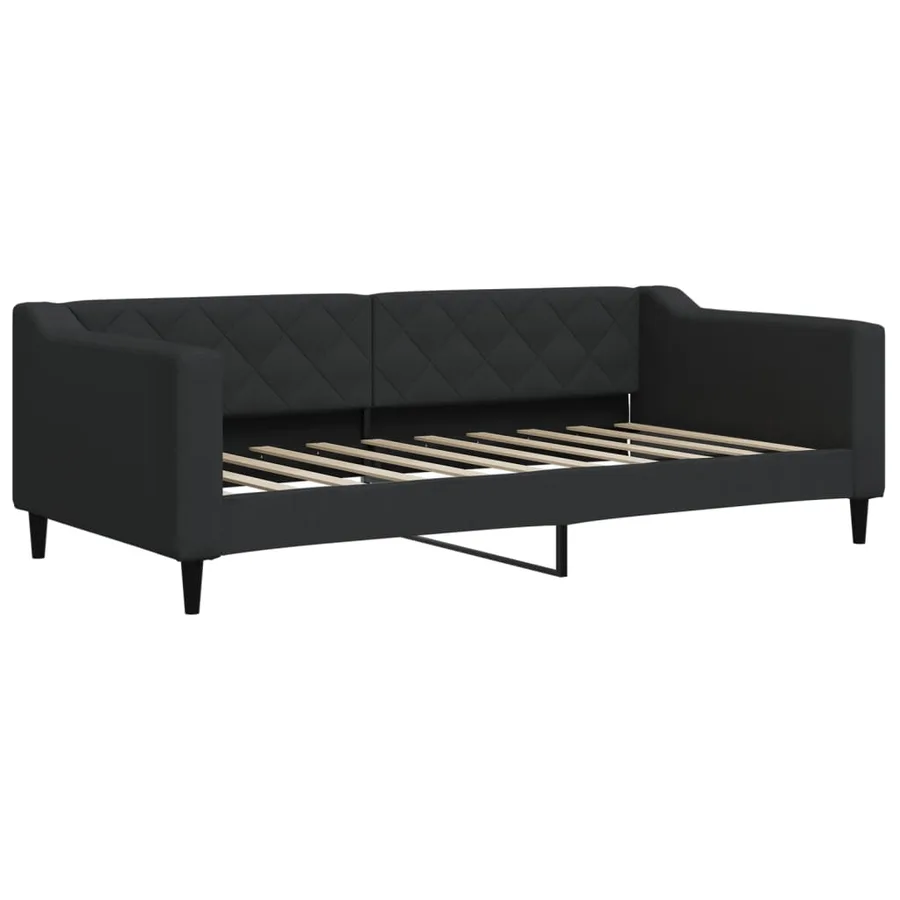 Lit de jour avec gigogne et matelas noir 90x190 cm tissu - 4