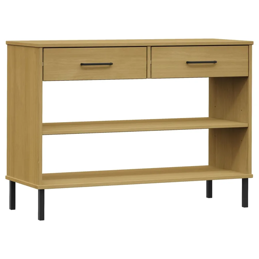 Armoire console avec pieds en métal Marron Bois pin massif OSLO - 2