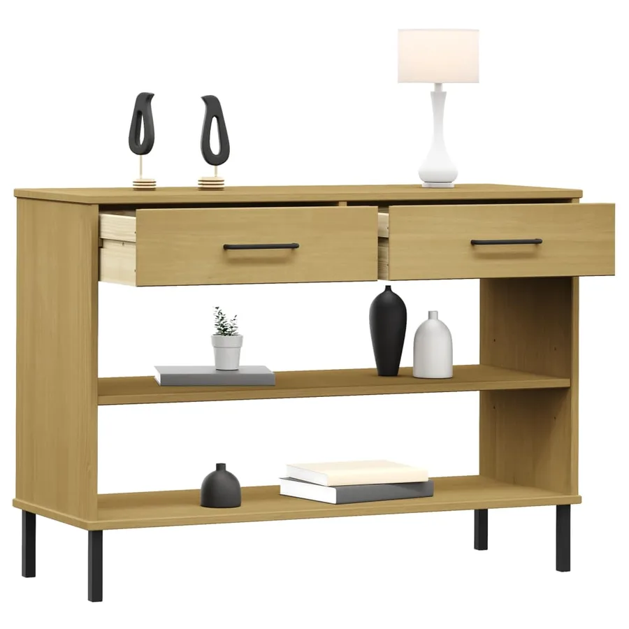 Armoire console avec pieds en métal Marron Bois pin massif OSLO - 3