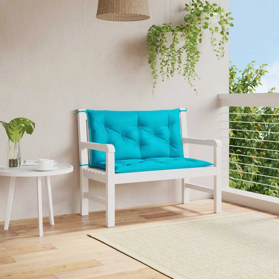Coussins de banc de jardin lot de 2 turquoise 100x50x7 cm tissu