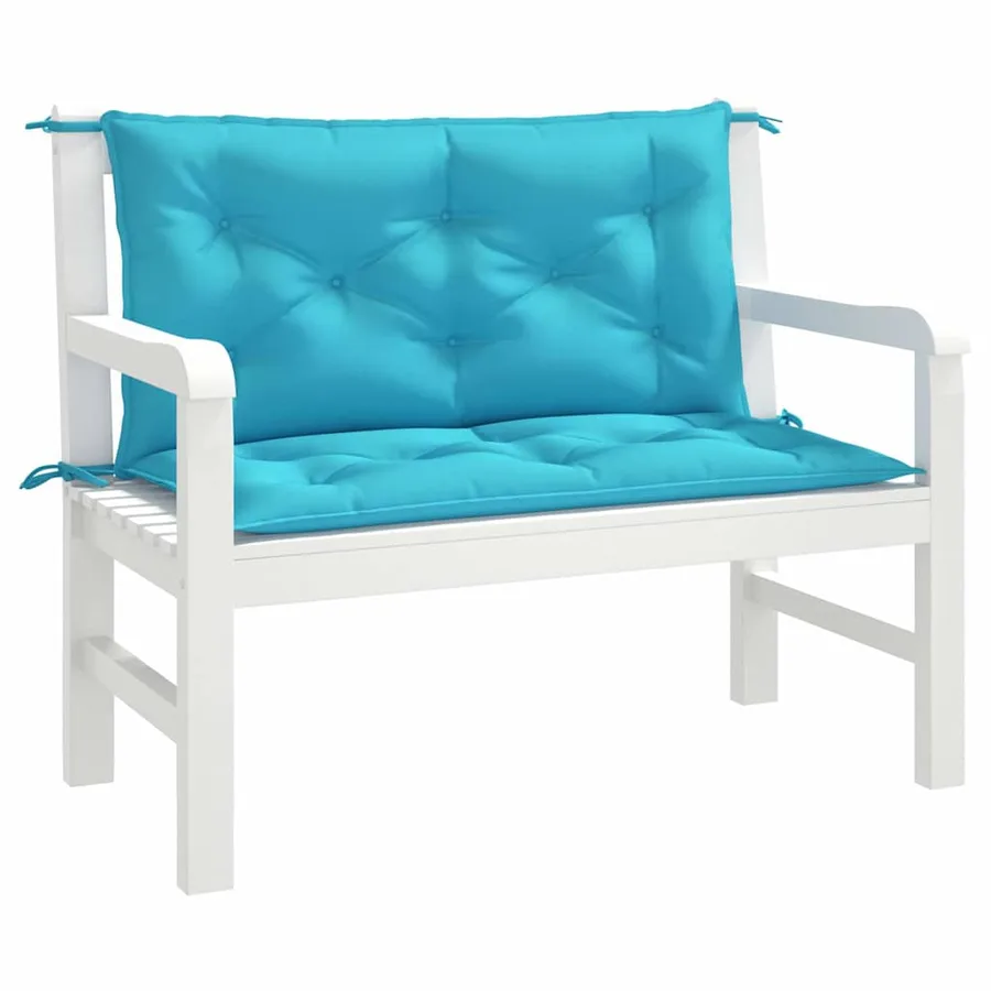 Coussins de banc de jardin lot de 2 turquoise 100x50x7 cm tissu - 4